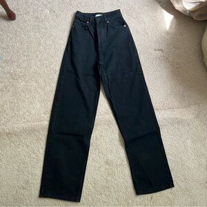 Topshop Oversized Mom Jeans Straight Leg Black Dark Wash Size W24 L32